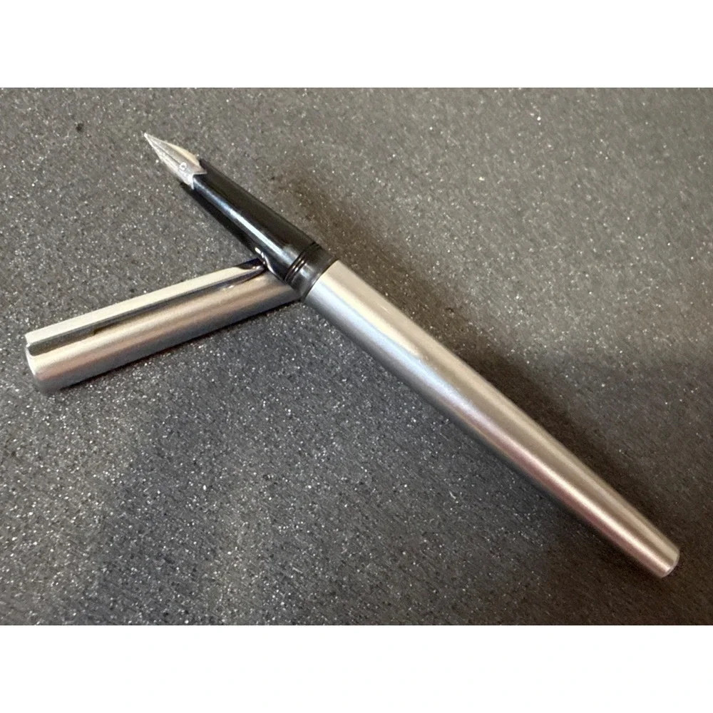 Vintage Waterman Graduate Fountain Pen Fine F Steel Nib Brushed Chrome France